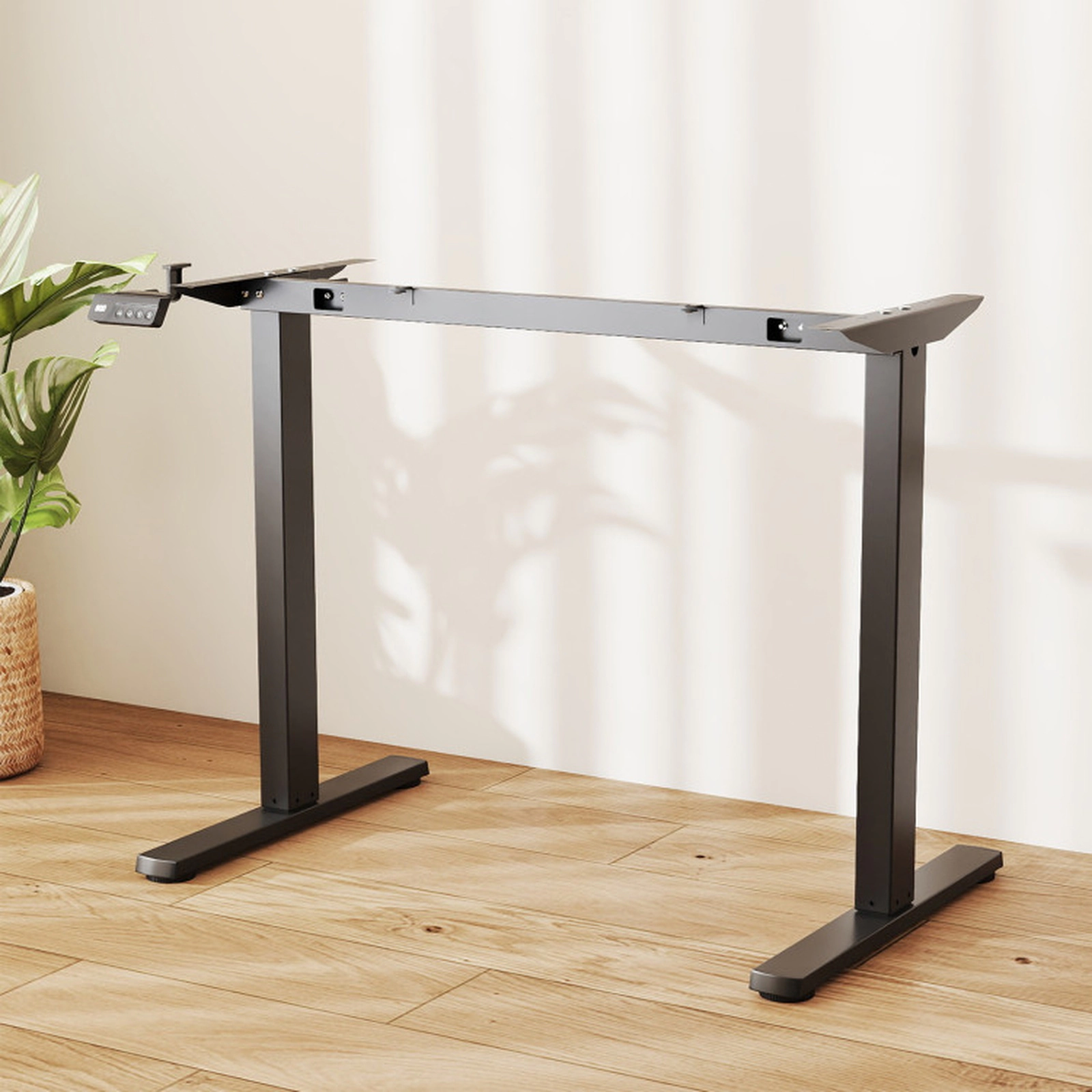 SUGIFT Height Adjustable Standing Desk Frame LED Display 27.5-45.5-in Tall Metal Base for 40-48-in Desktops Black
