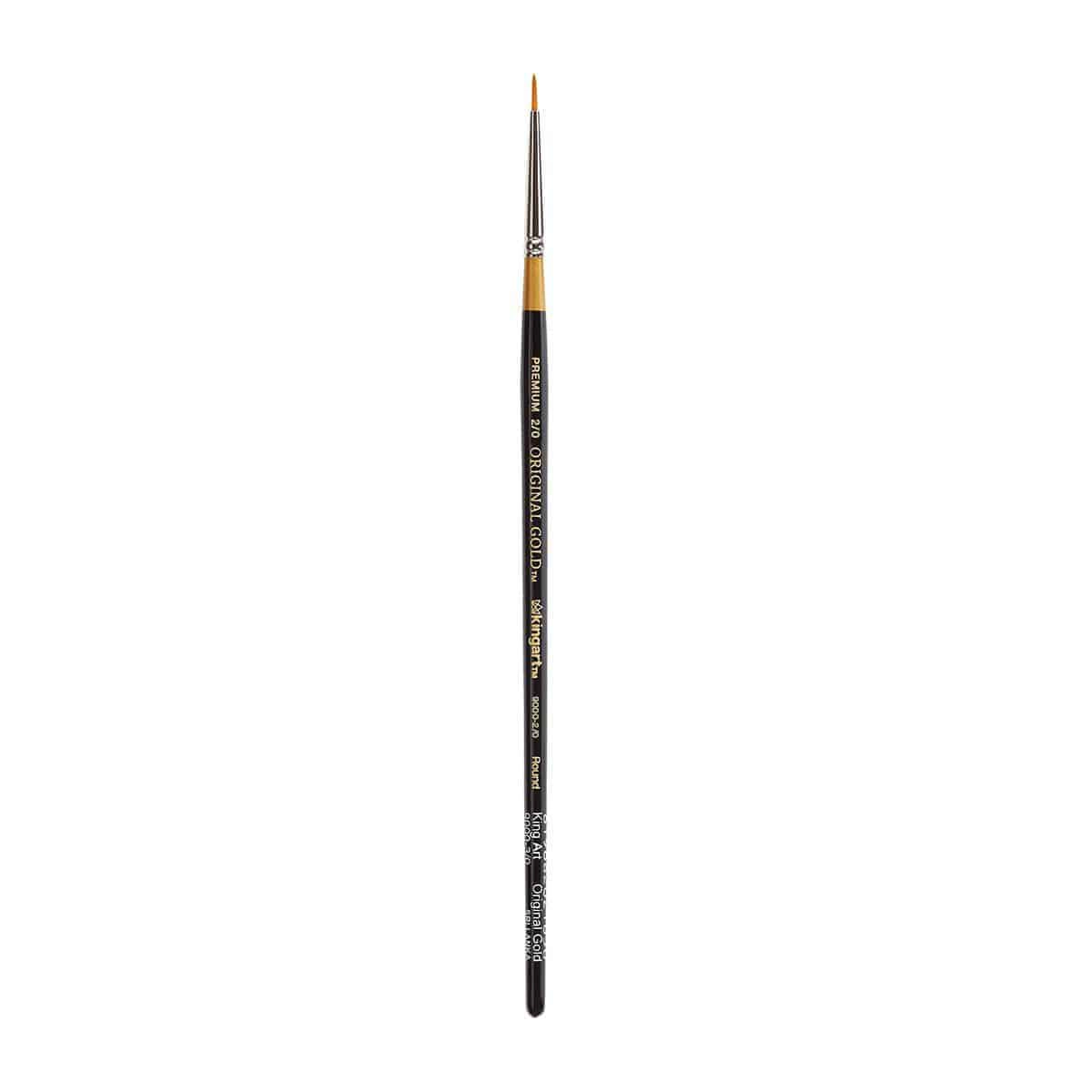 KINGART Original Gold 9000 Round Golden Taklon Brush - Short Handle, Nickel-Plated Ferrule