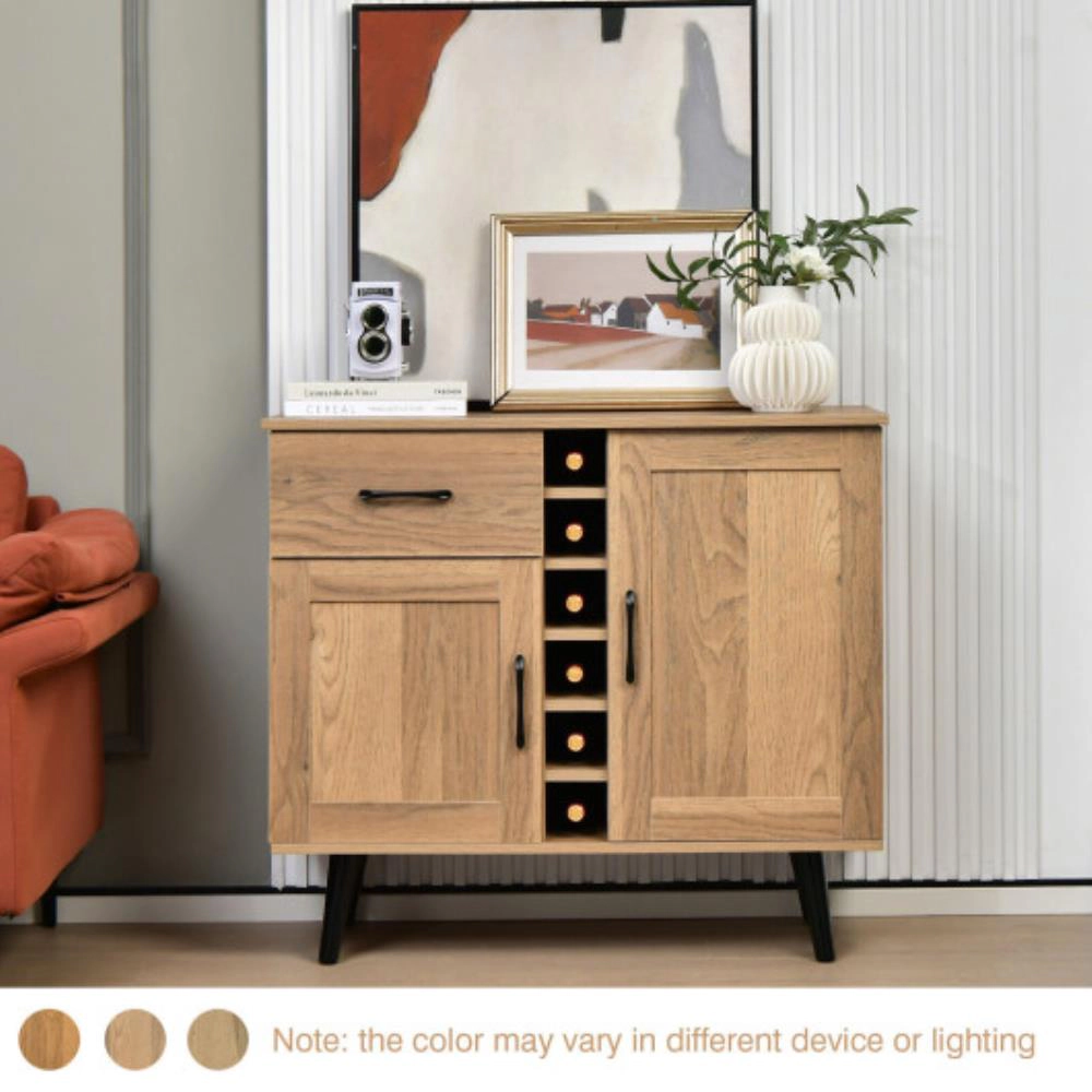 Hivvago 2-Door Buffet Sideboard With 6-Bottle Wine Rack Drawer