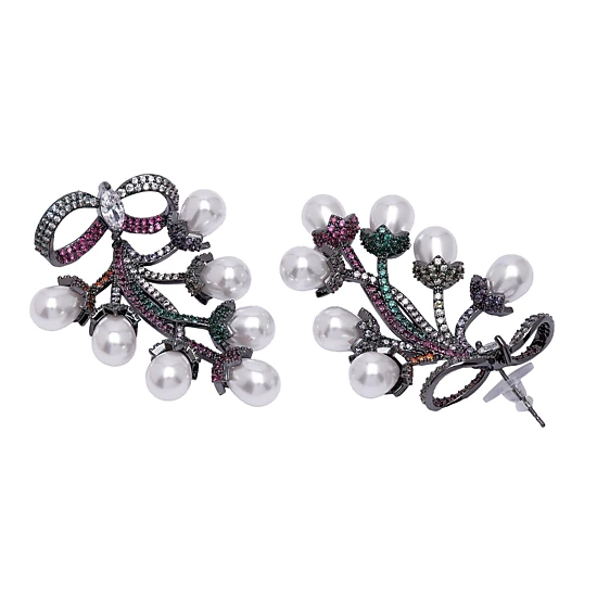 AGP PARIS Womens Diva Bow Shaped Grapevine Drop Earrings