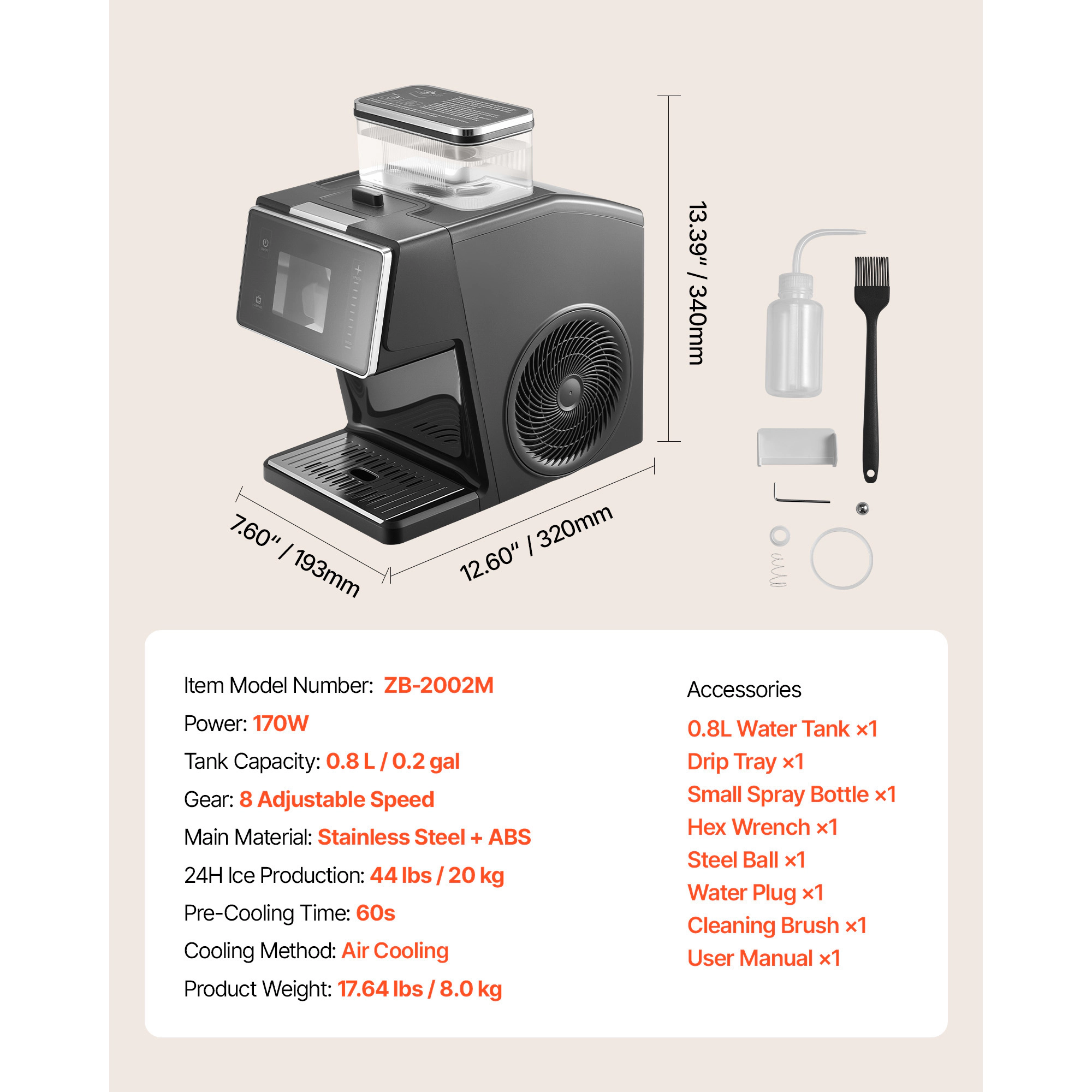HONGGE Snowflake Ice Machine /24H Maker Ice-Shaver with Stainless Steel Blade Electric Snow Cone