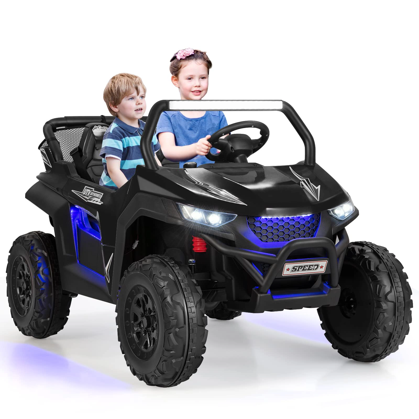 Glintex 12V 2-Seat Kids Ride-On UTV with 3-Point Belts and 130-Lb Load