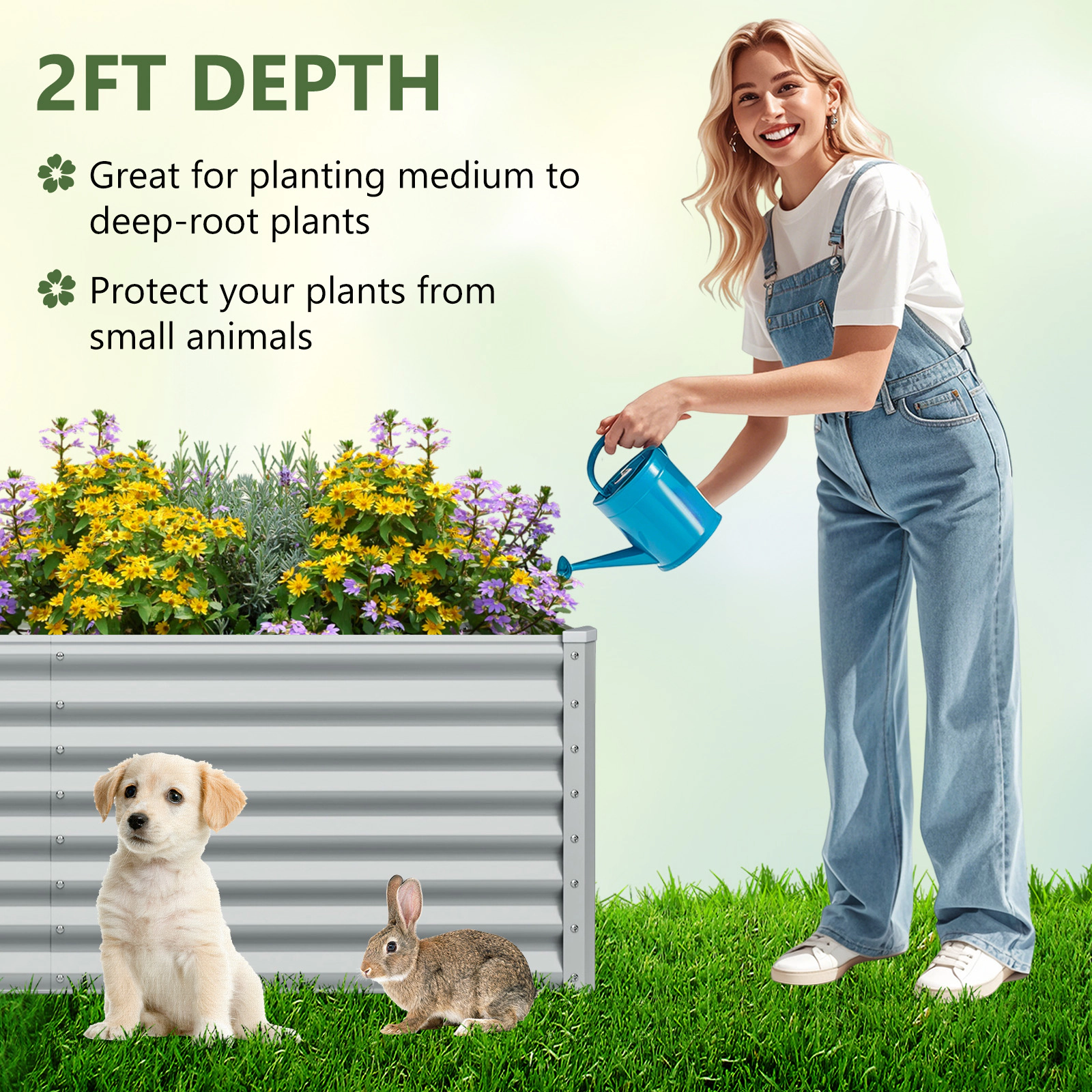 SlickBlue Gray Metal Raised Planter Box for Outdoor Gardening