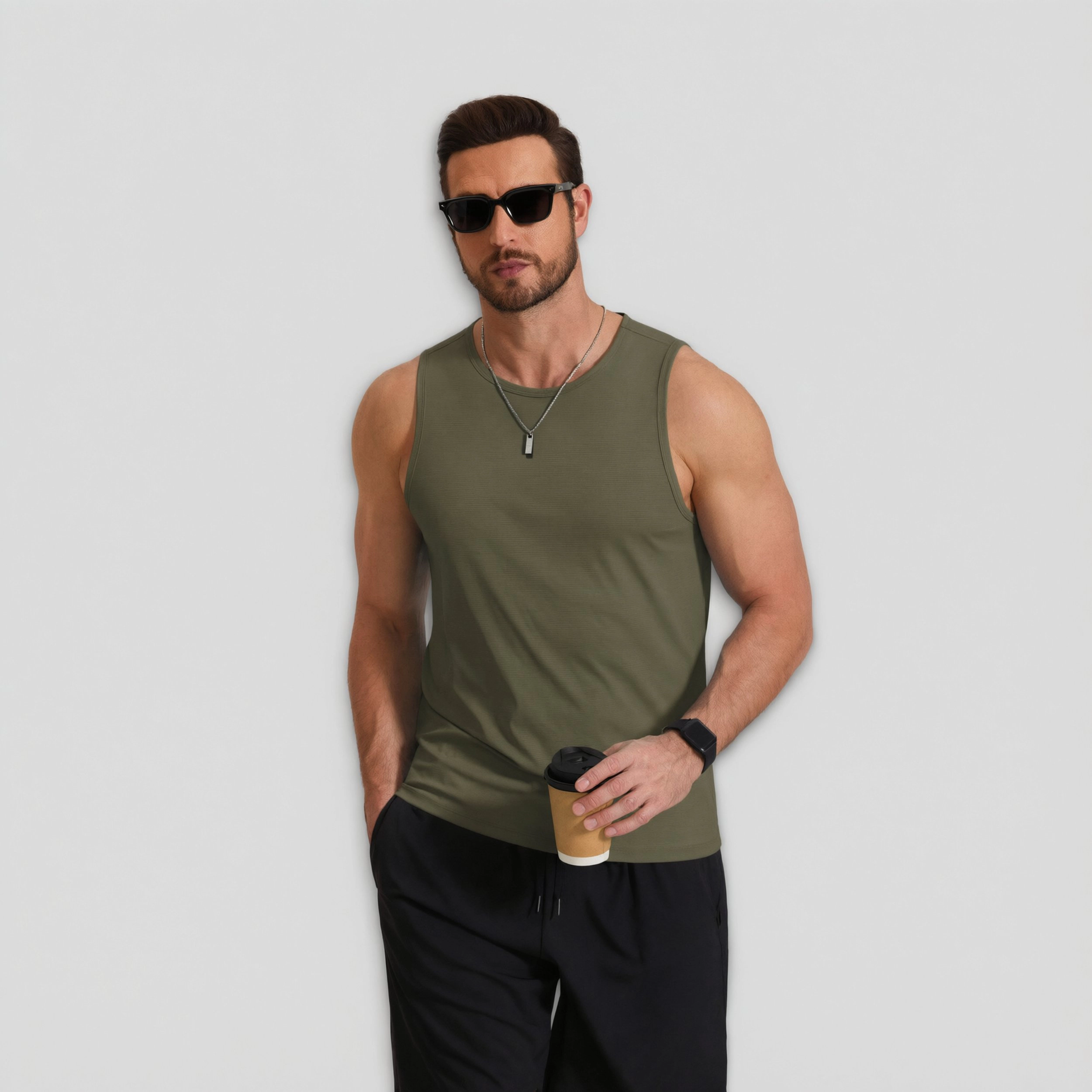 COOFANDY Men's Regular Fit Crew Neck Sleeveless Gym Training Tank Top