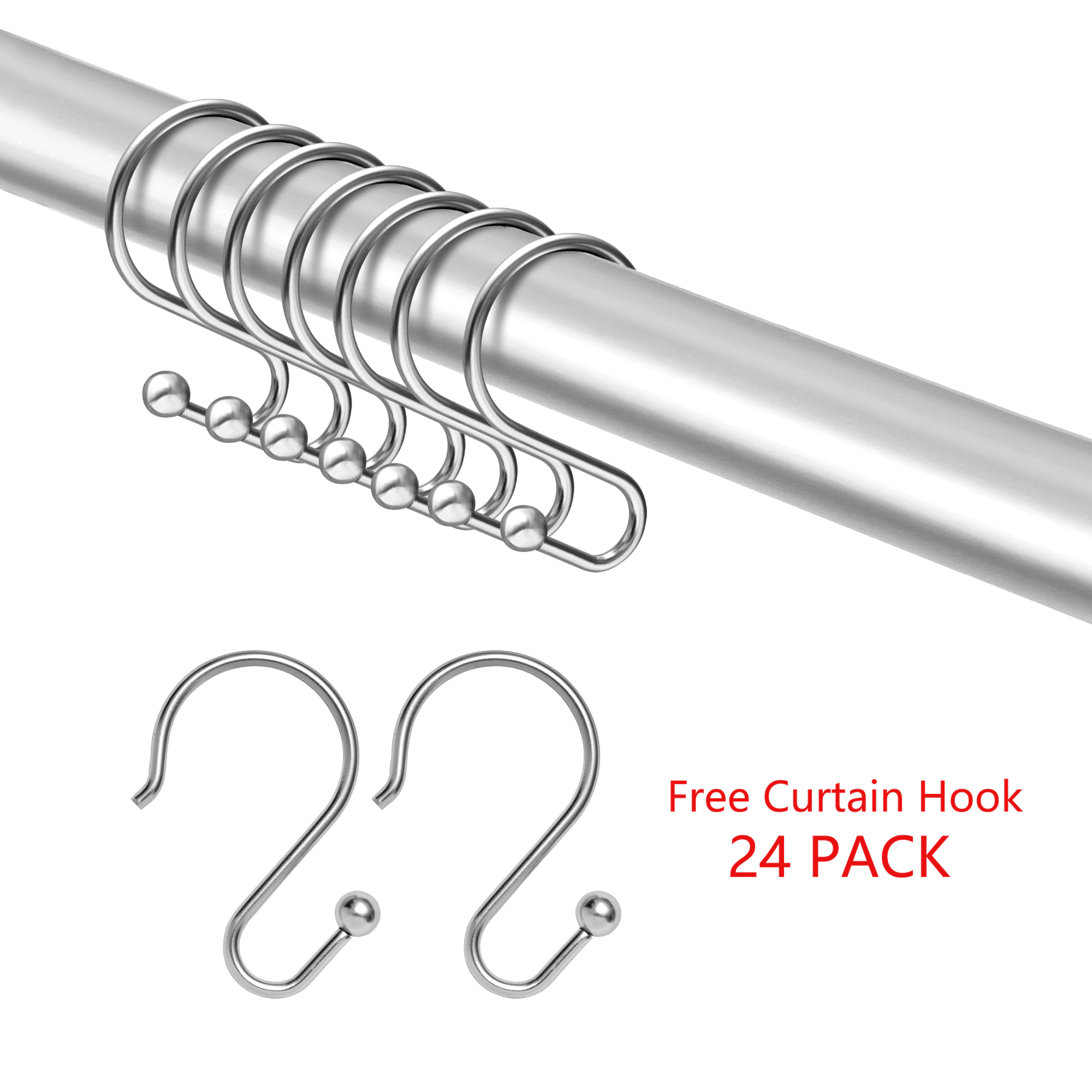 Utopia Alley Rustproof Aluminum Double L Shaped Shower Curtain Rod 72"Lx31.7"W, with 24 Hooks & Ceiling Support