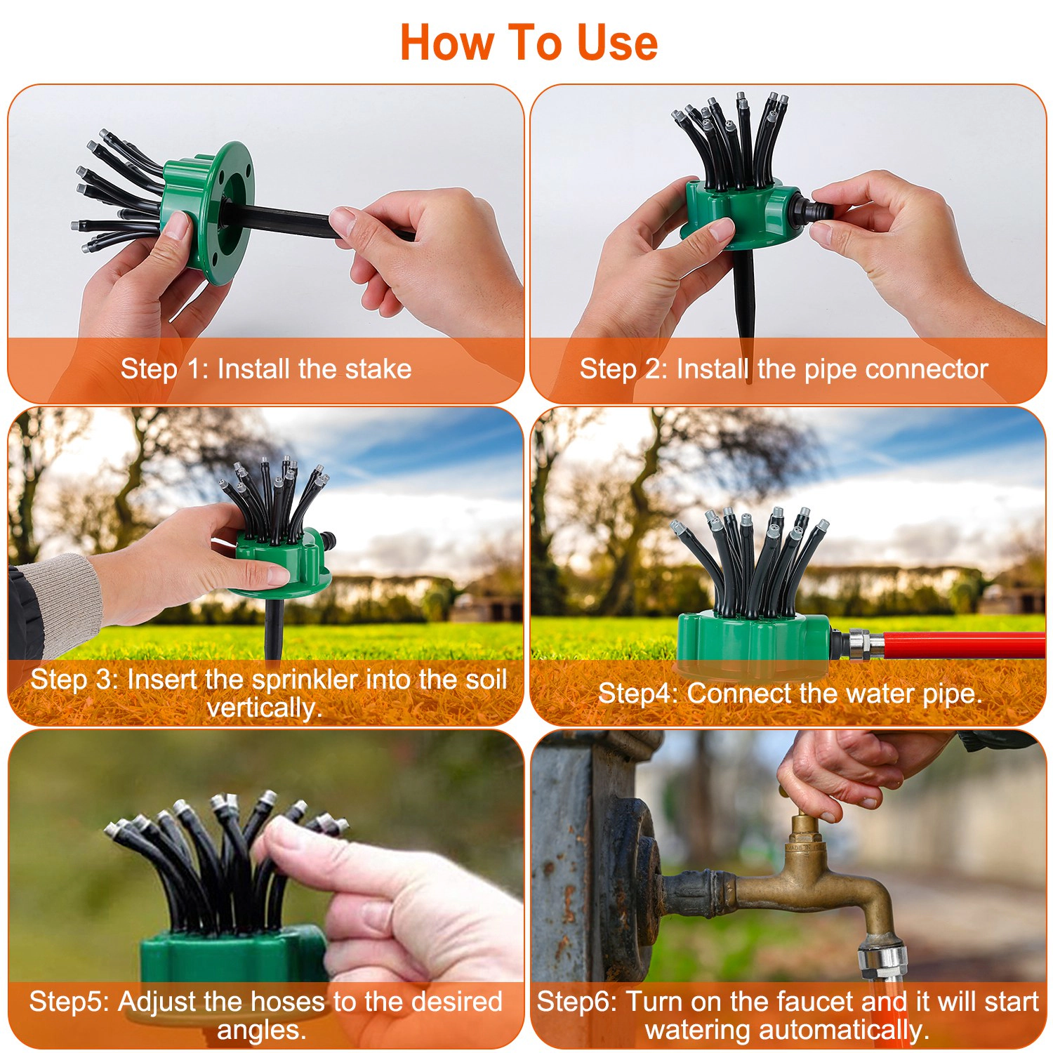 GBruno 360-Degree 12-Tube Lawn Sprinkler