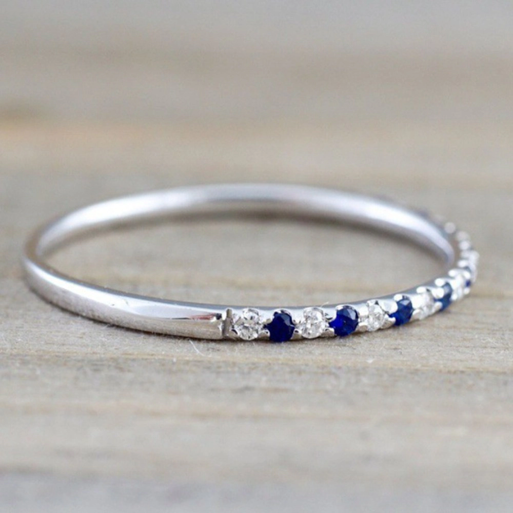 Wedding Band Cubic Zirconia Half Eternity Stackable Engagement Ring