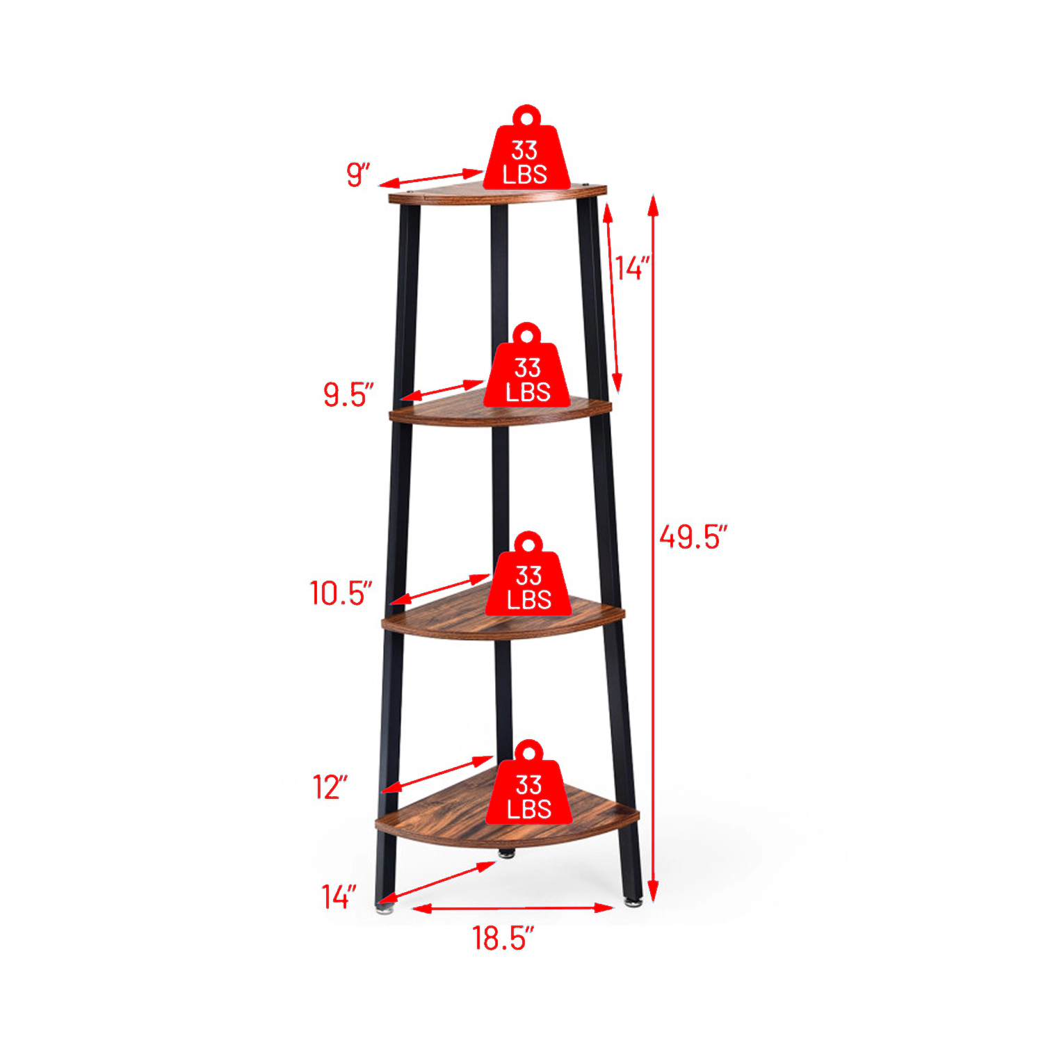 Hivvago 4-Tier Corner Storage and Display Shelf