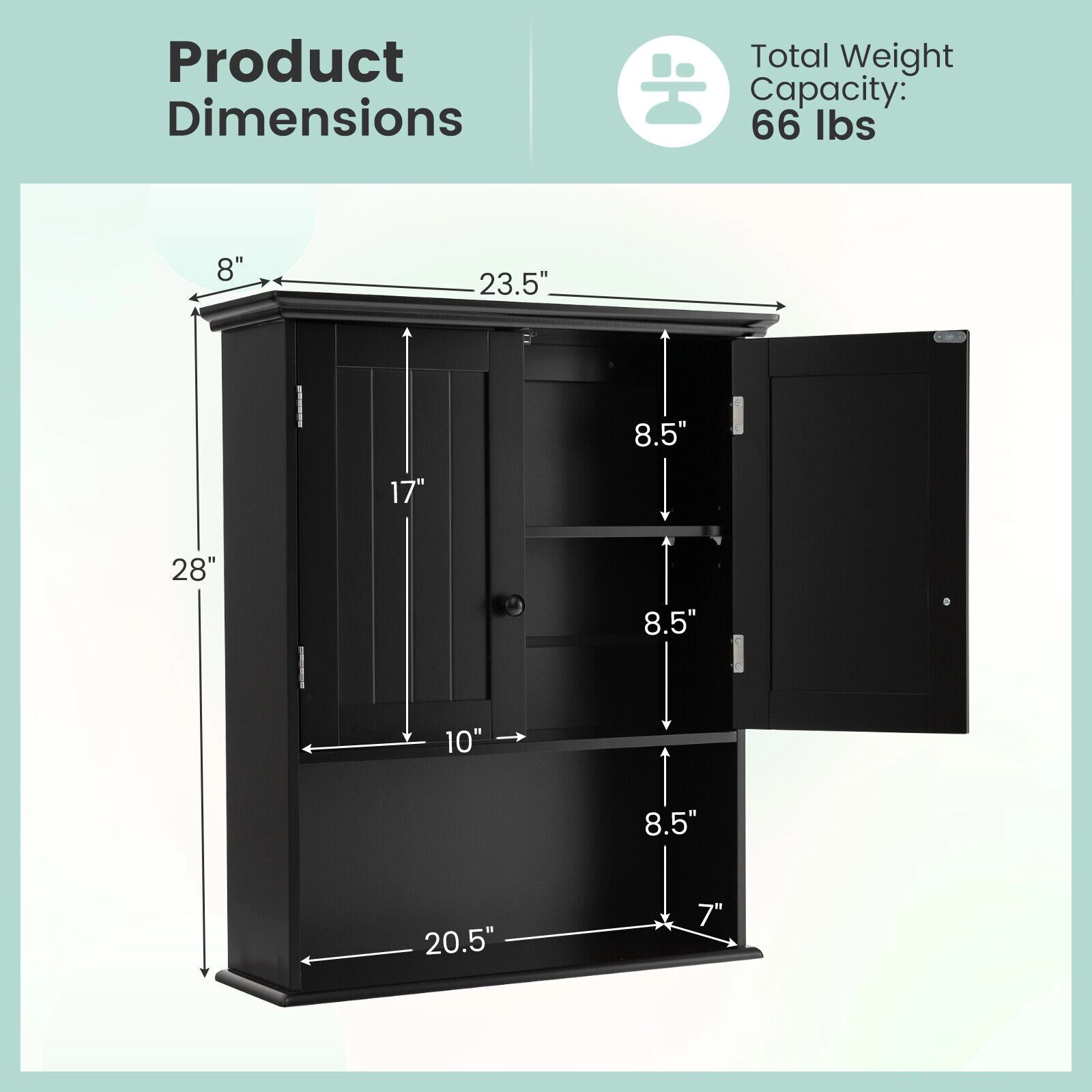 SlickBlue Freestanding Bathroom Cabinet with MDF Storage Shelves