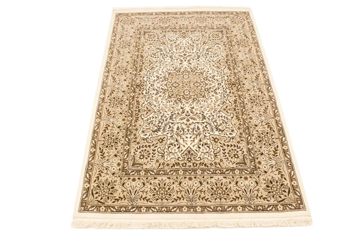 Magic Rugs 3'11 X 6'0 Cream Floral Hand Knotted Kirman Wool Rug