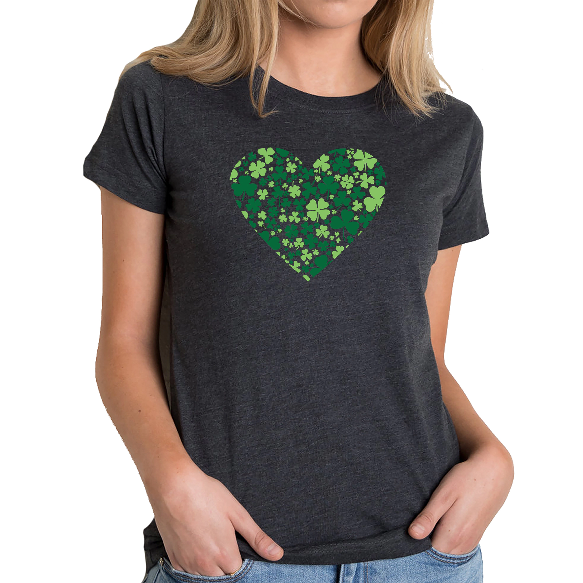 LA Pop Art Women's Cotton/Poly Blend Word TShirt - Clover Heart