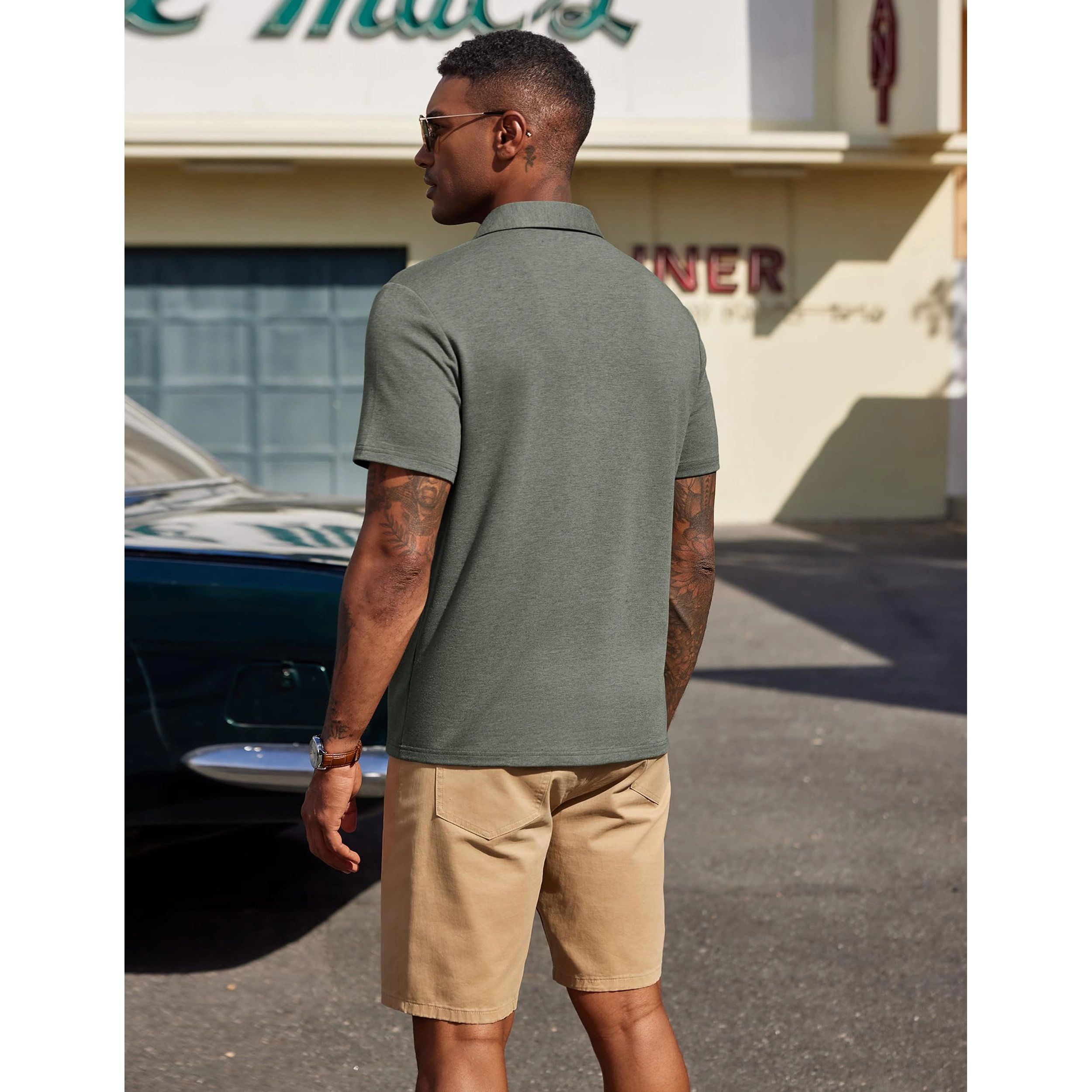 COOFANDY Men's Regular Fit Short Sleeve Collar Neck Polo Shirt