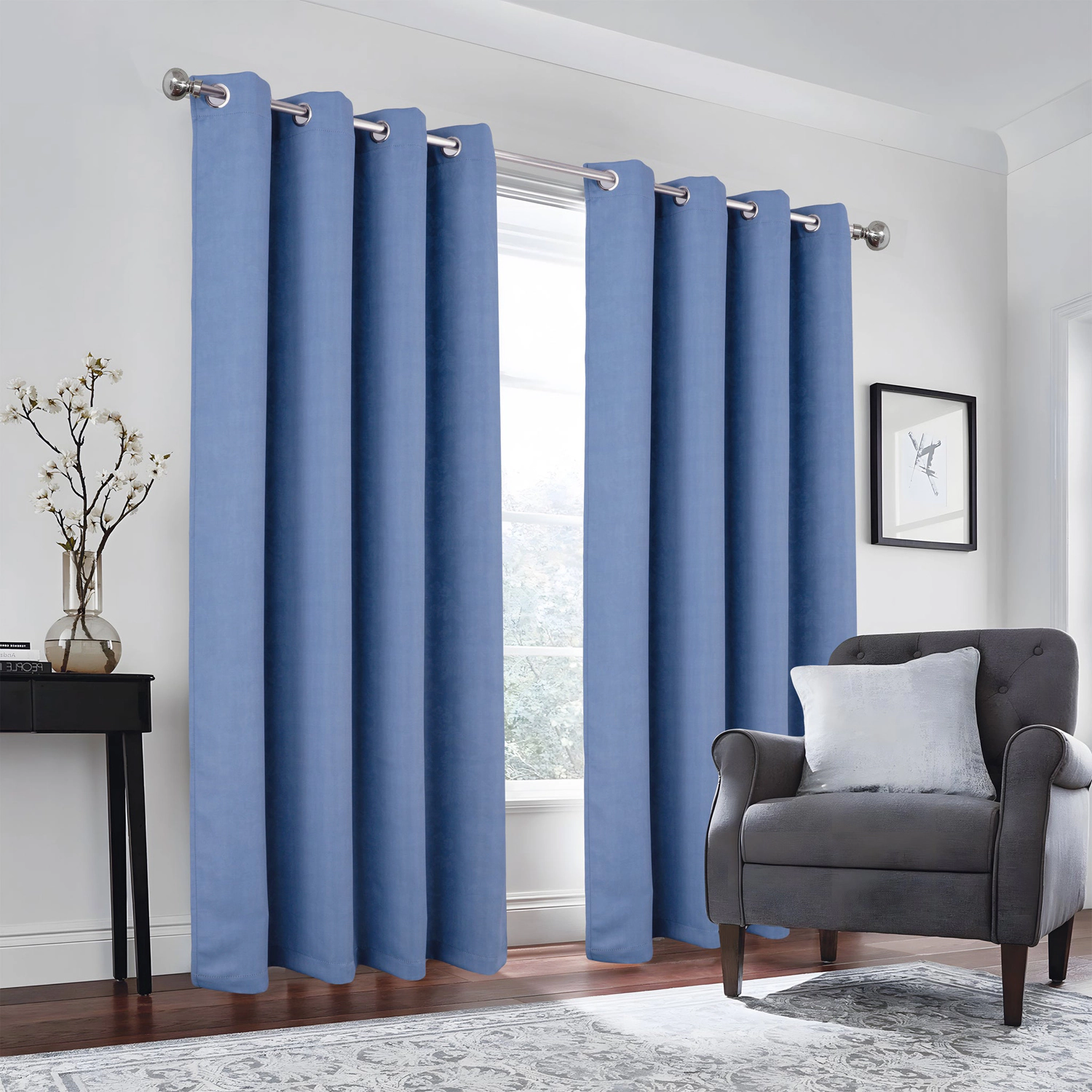 Olivia Gray 100% Polyester 190 GSM Eloise Reversible Blackout Grommet Curtain Panel 54" x 90
