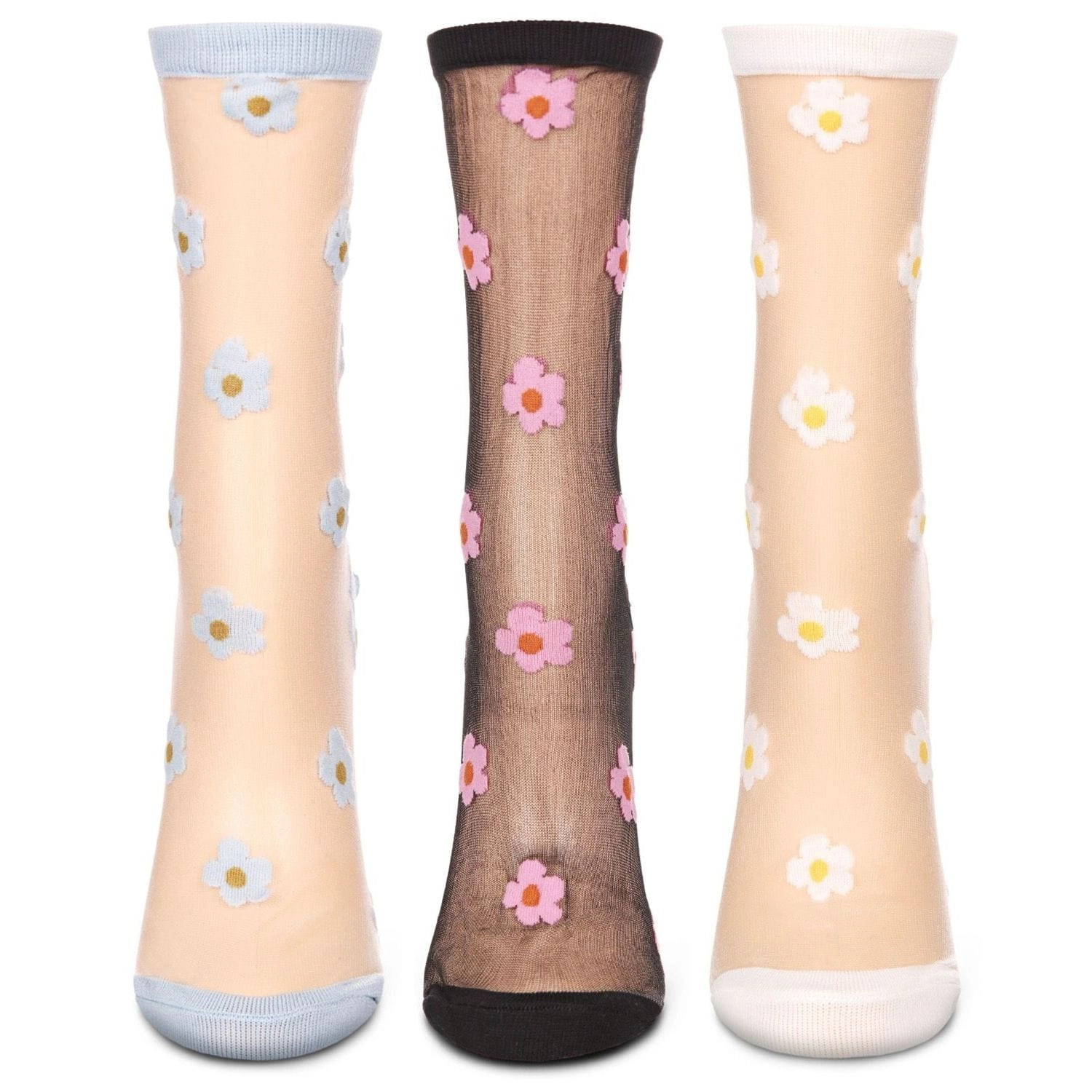 MeMoi Women's 3 Pair Pack Daisy Fashion Crew Socks