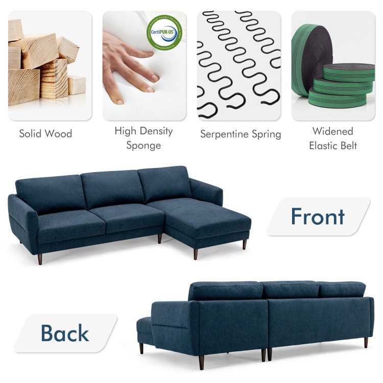 Hivvago Modern L-Shaped Sectional Sofa with Chaise and Solid Wooden Legs