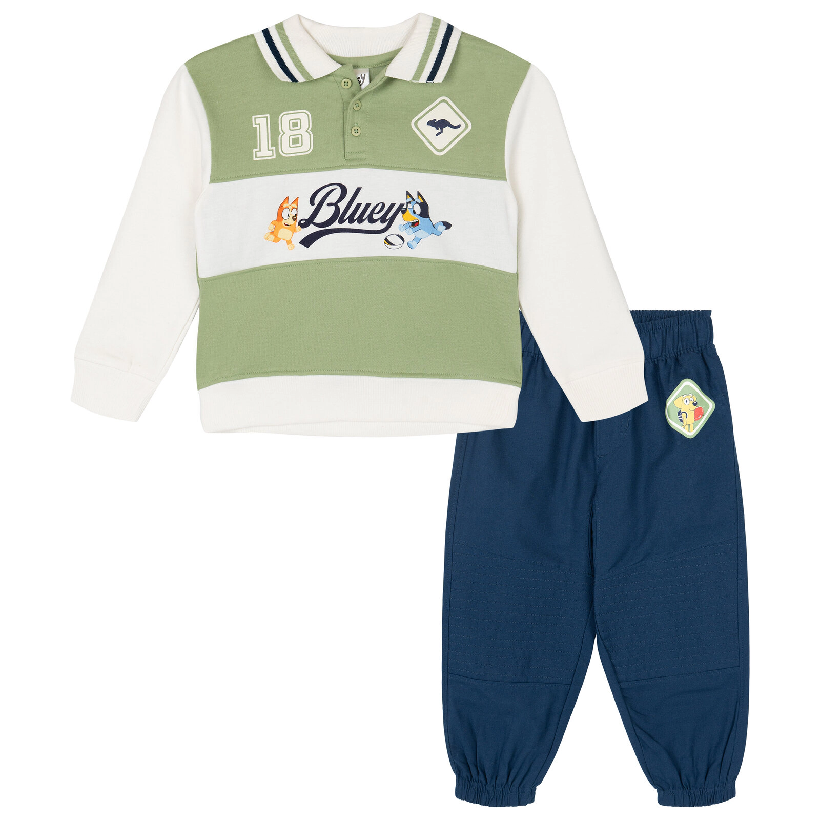 Bluey Boys' 2-Piece Fleece Polo and Joggers Set