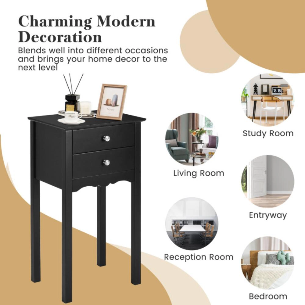 Hivvago Side Table End Accent Table With 2 Drawers