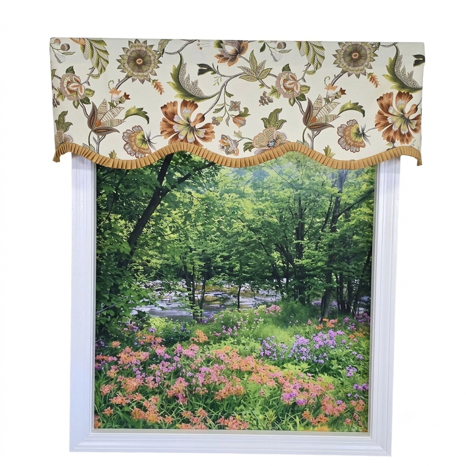 RLF Home Tanzibar Ruffled Provance Window Valance 100% Cotton Lined Rod Pocket 50" x 17" Orange