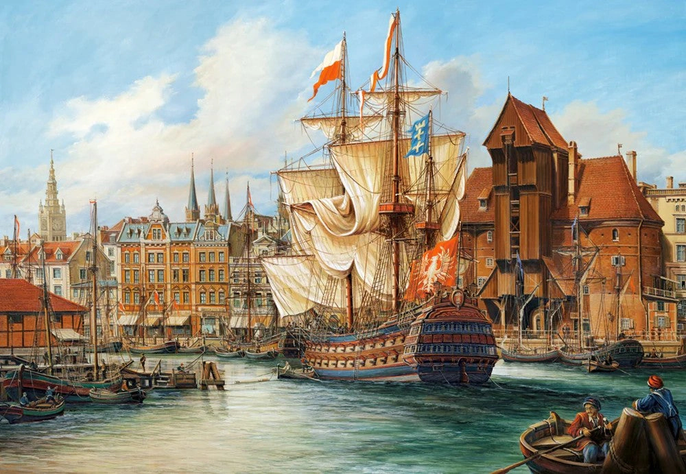 CASTORLAND 1000 Piece Jigsaw Puzzles, The Old Gdansk, Poland, historic sailing ship, C-102914-2