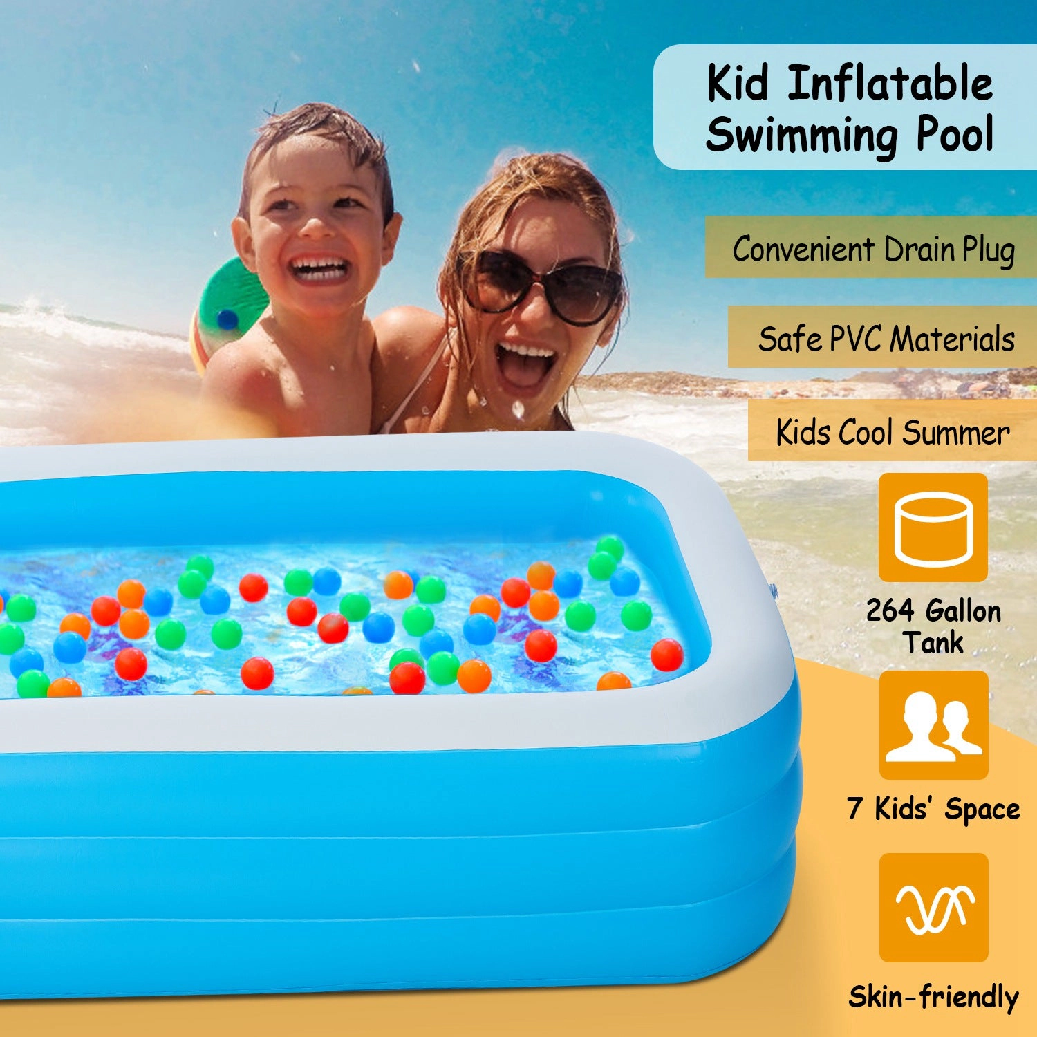GBruno Large Family Inflatable Swimming Pool
