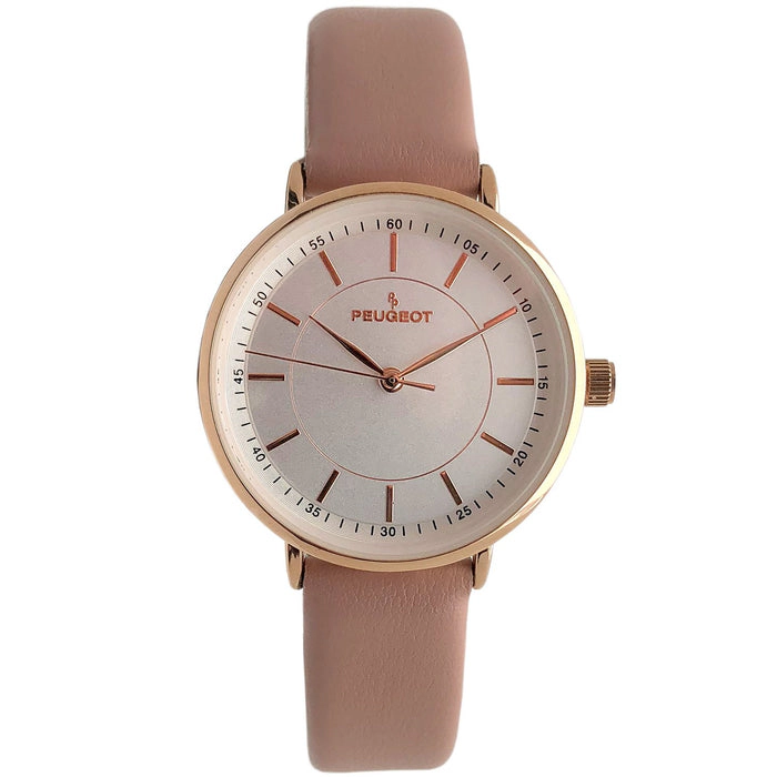 Peugeot Women's 30mm Pink Modern Calfskin Leather Strap Watch