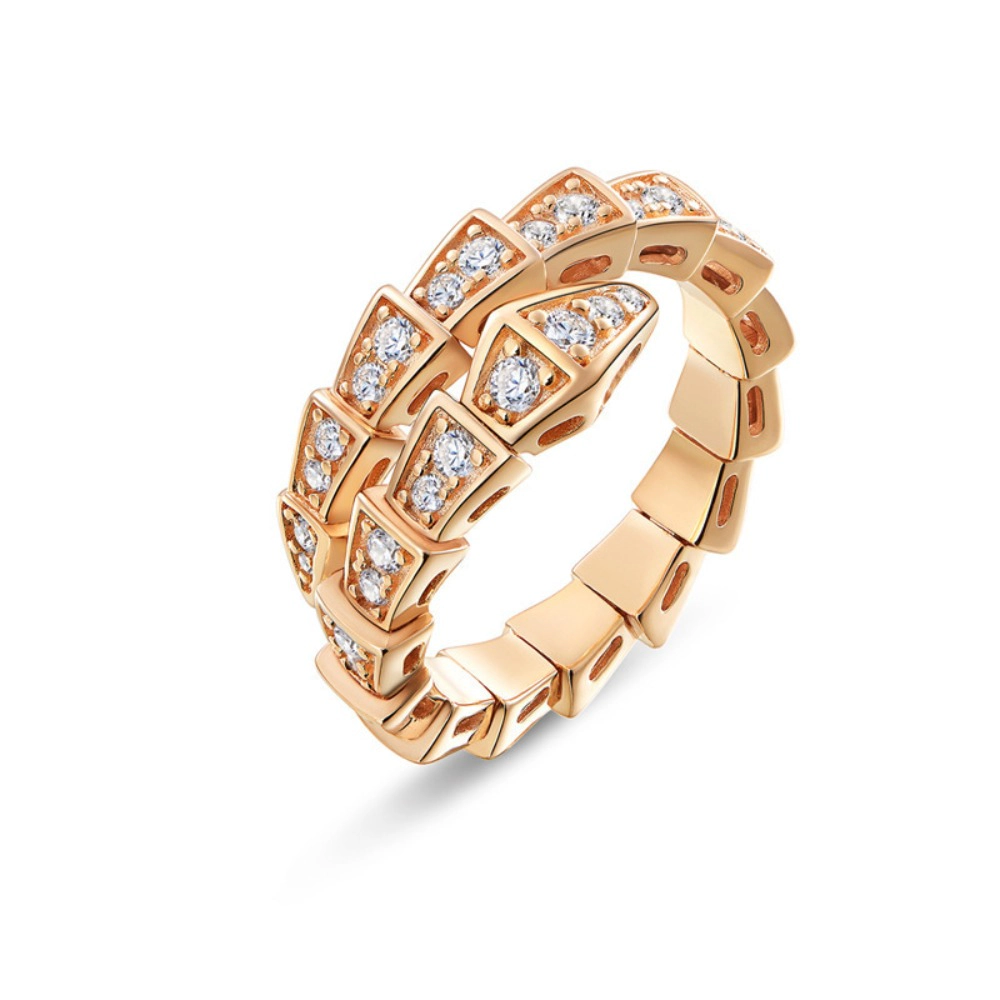 Wardrobe Whimsy Serpenti‑Style Pave Cubic Zirconia Snake Band Ring