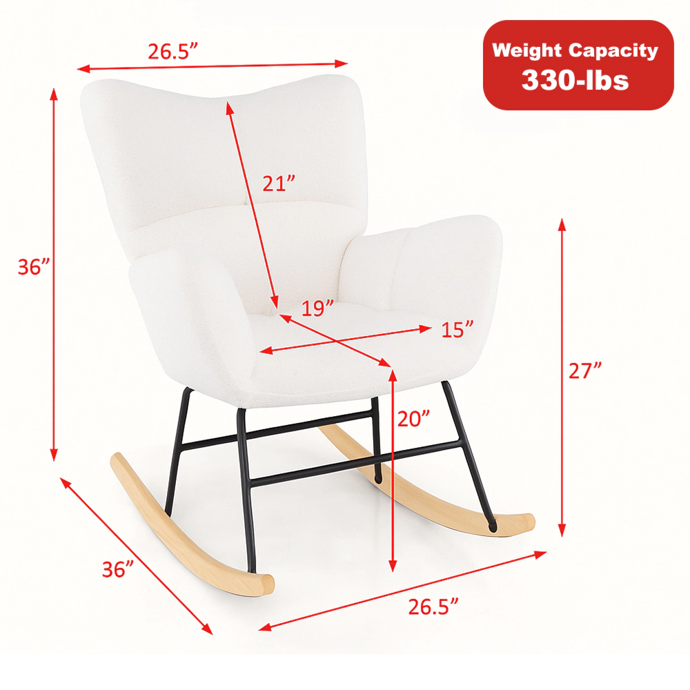 Hivvago Modern Upholstered Rocking Chair with Supportive Back and Armrests