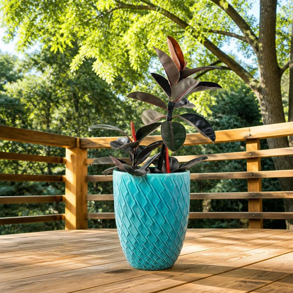 WOW PIONEER Large Tall Round Ceramic Garden Planter for Flowers Shrubs Small Trees Outdoor Decorative Use