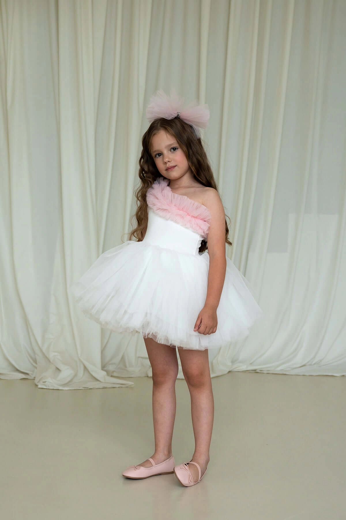 Mini Celebrities Girls Pink Ruffle One Shoulder Tutu Dress