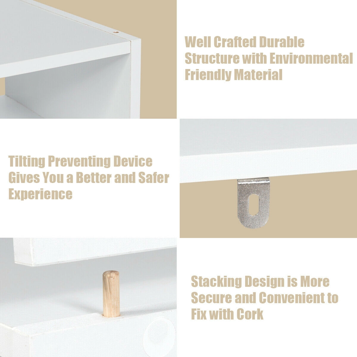 Glintex 3-Piece Modular Shoe Rack Set with Waterproof Chipboard Shelves, White