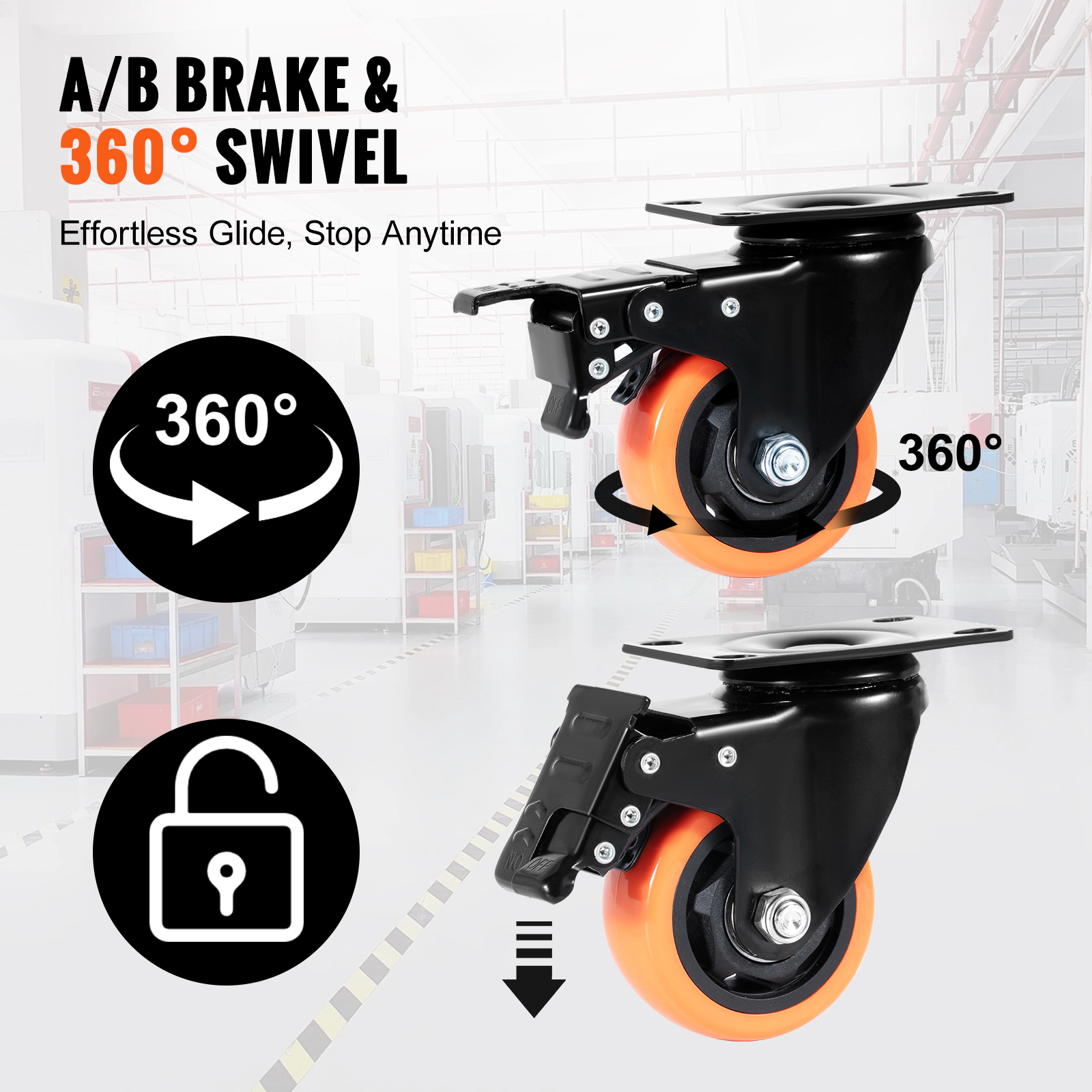 HONGGE Caster Wheels Swivel Plate Casters with Wheels Per Caster Wheels
