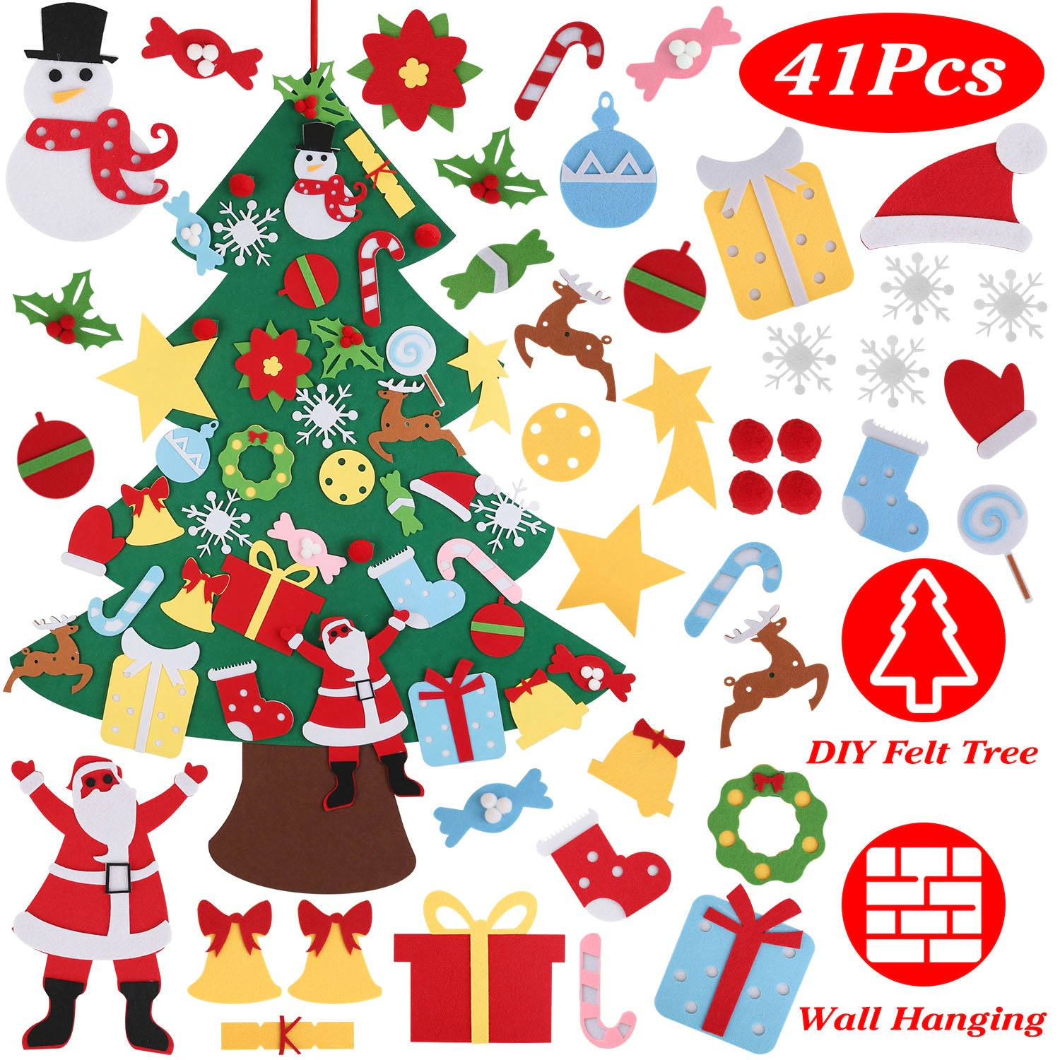 GBruno Felt Christmas Tree With 41 Ornaments