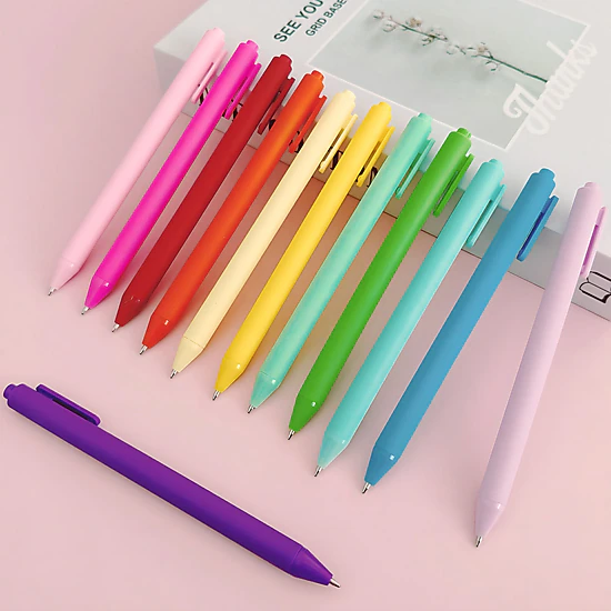 Wrapables Colorful Retractable Ballpoint Pens for Home, Office and Stationery, Set of 12