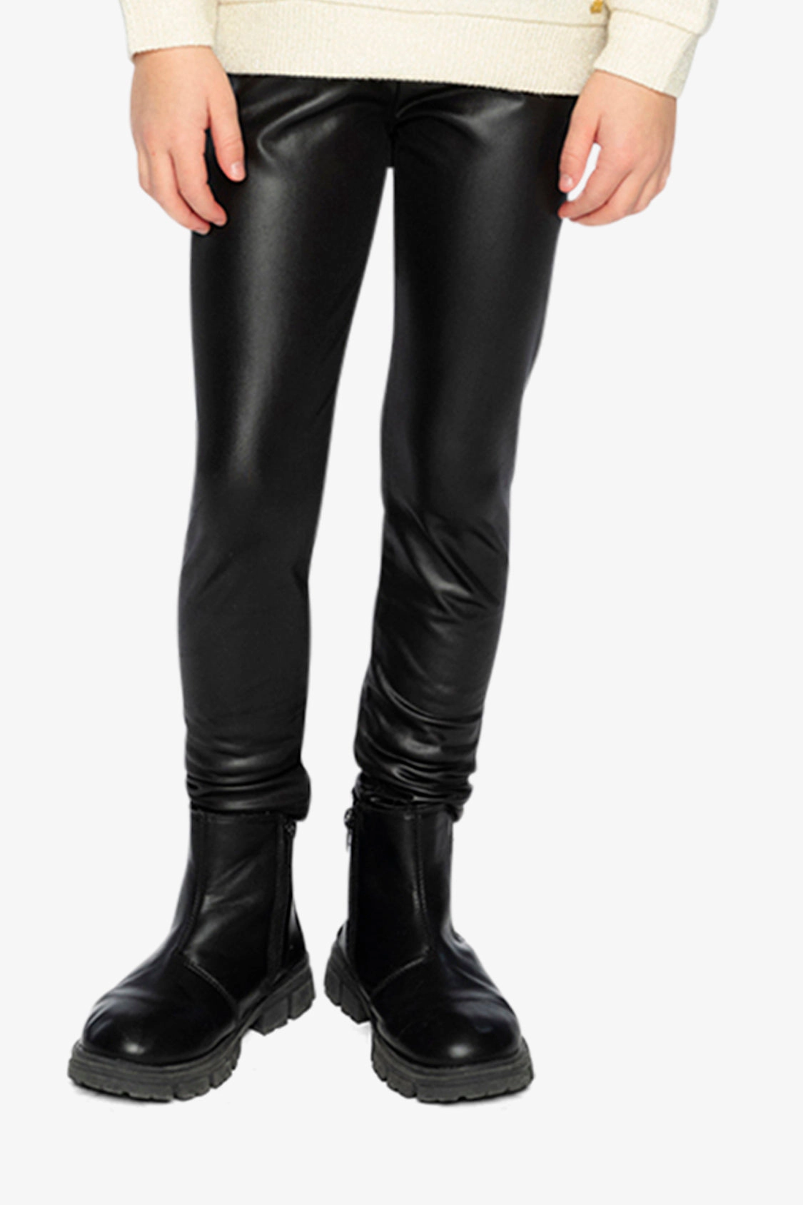 Deux par Girls Elastic Waist Full-Length Faux Leather Leggings