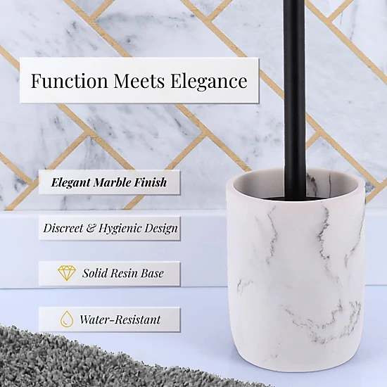 Evideco Marble-Effect Polyresin Toilet Brush Set, 2-Piece