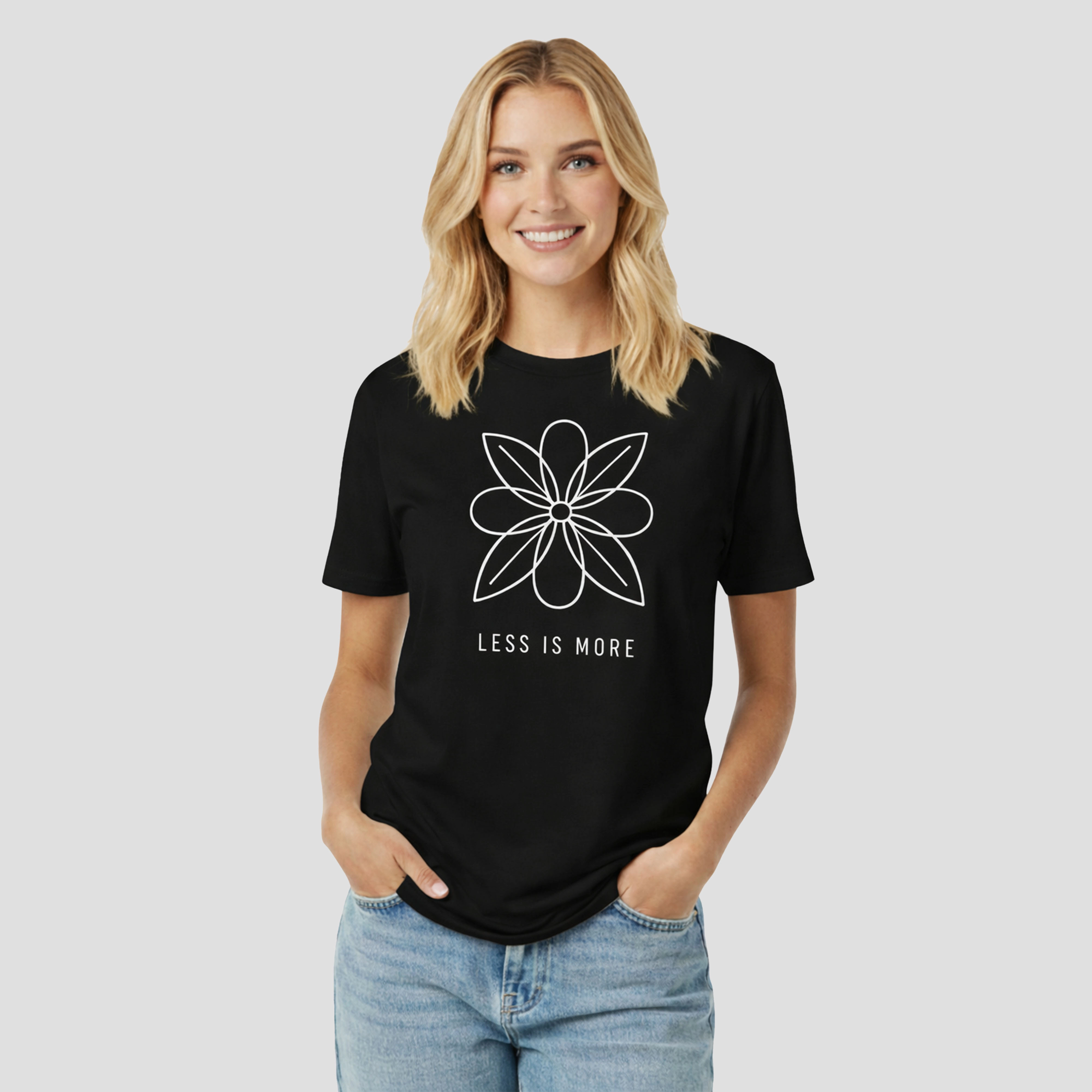 Artyska Women's Less Is More Graphic Crewneck Short Sleeve Casual T-Shirt
