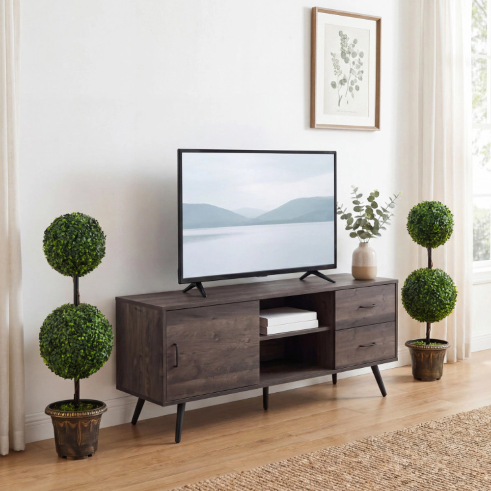 Slickblue Artificial Boxwood Topiary Tree 35in Black Gold Planter Dual Ball Faux Greenery Decor