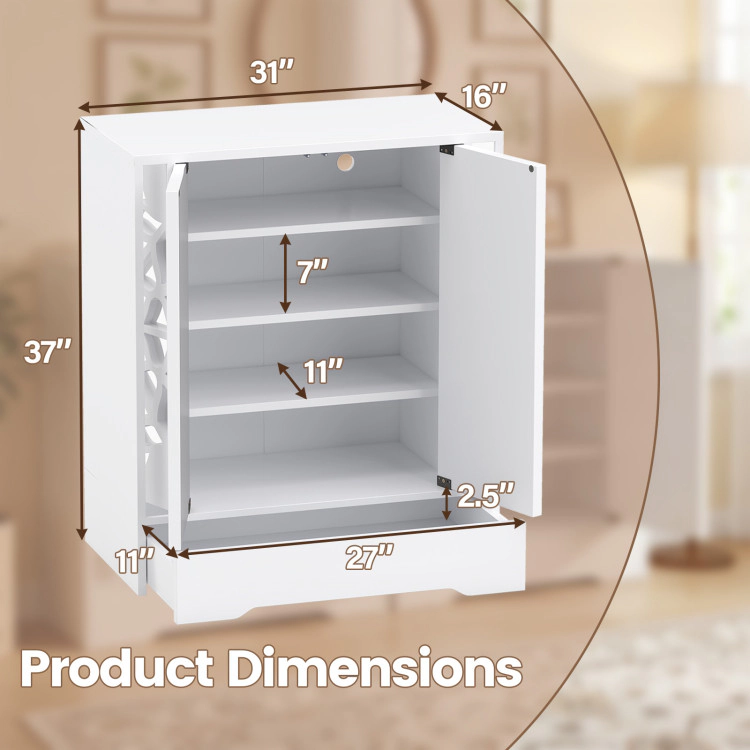 Hivvago Mirrored Shoe Cabinet 4-Tier Shoe Organizer with Large Drawer
