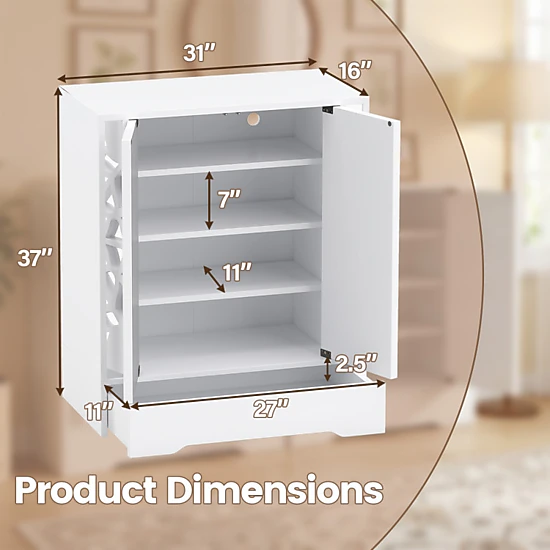 Hivvago Mirrored Shoe Cabinet 4-Tier Shoe Organizer With Large Drawer