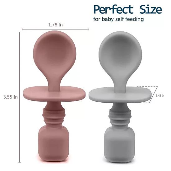Sperric Silicone Baby Spoons for Baby Led Weaning 2-Pack, First Stage Baby Feeding Spoon Set Gum Friendly BPA Free