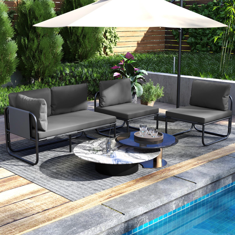 Hivvago Patio Loveseat Sofa Couch With Removable Pillows And Seat Cushion