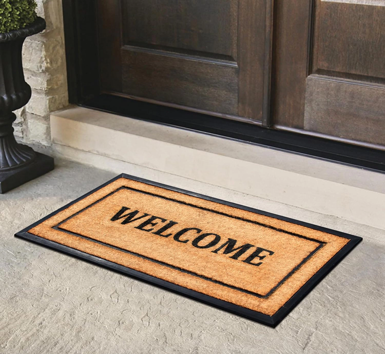 A1HC Coir and Rubber Door Mat 24x48 Inches Heavy Duty Non-Slip Durable Welcome Classic Border