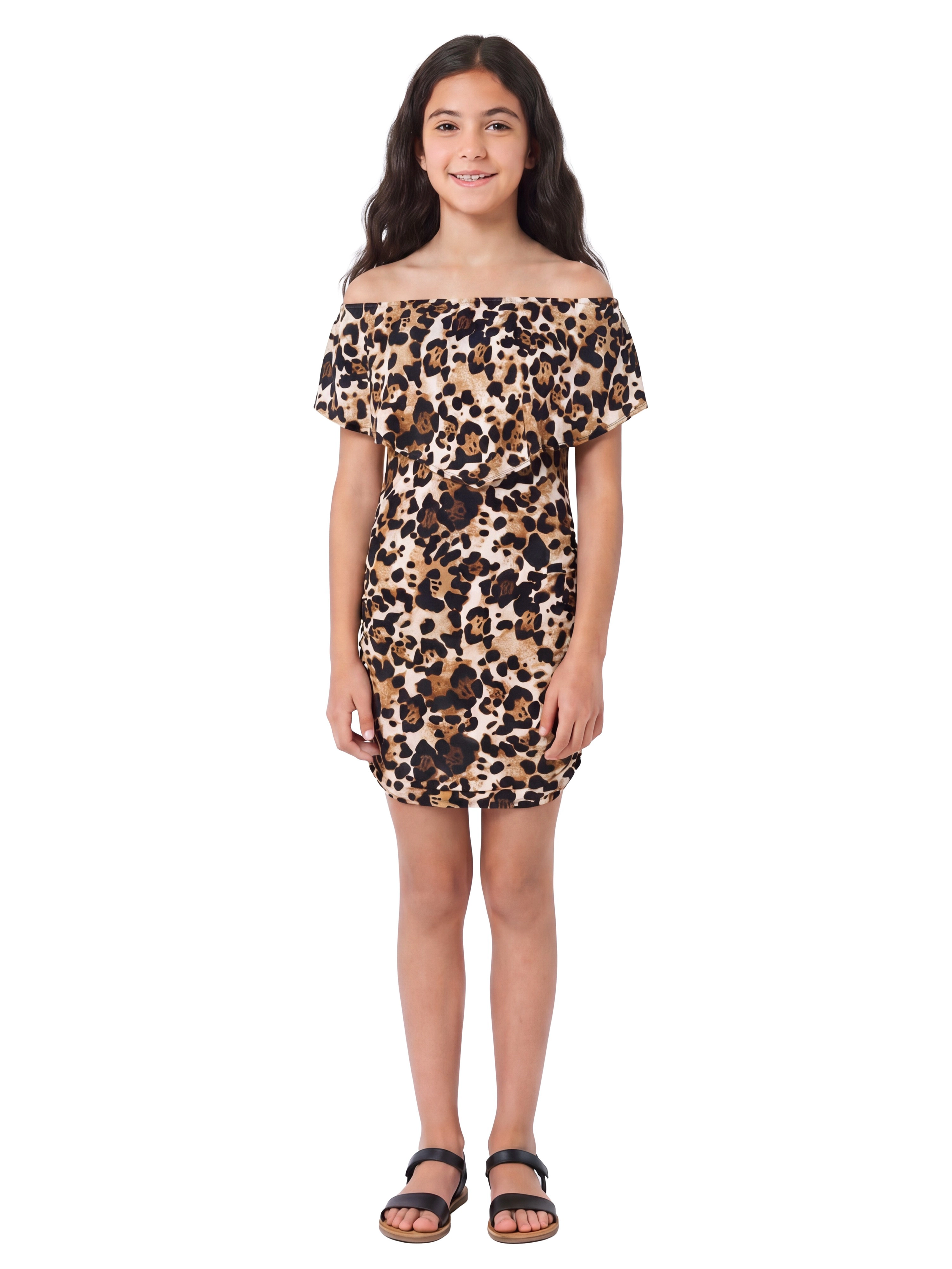 24sevenKid Essential Girls Off The Shoulder Rouched Party Dress