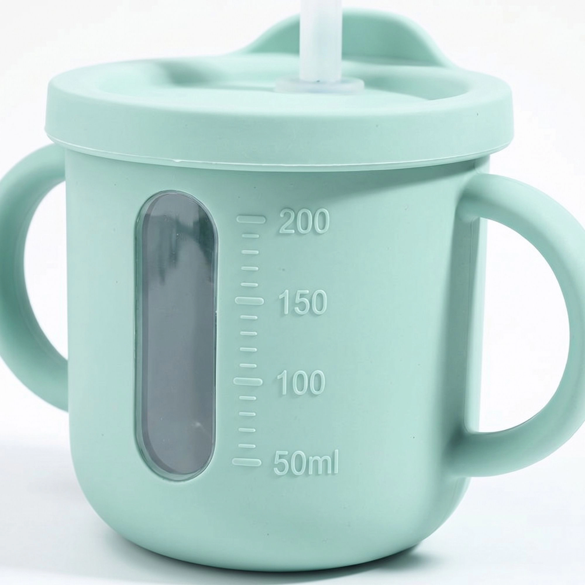 Alilang Training Cup with Straw and Double Handles Soft Silicone Toddler Sippy Measurement Markings 5