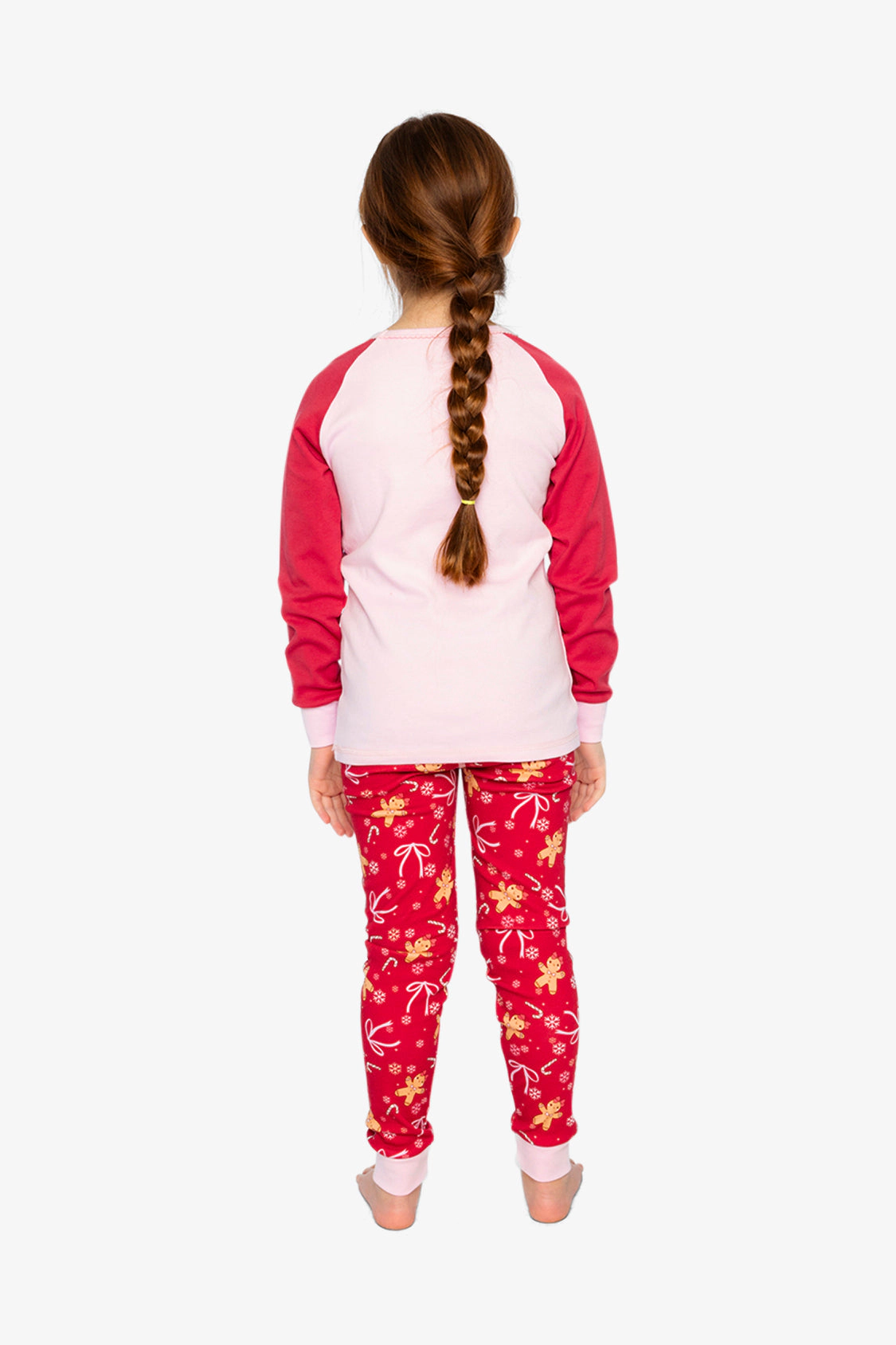 Deux par Girls Organic Cotton Gingerbread Two Piece Pajama Set with Raglan Sleeve Top and Pants