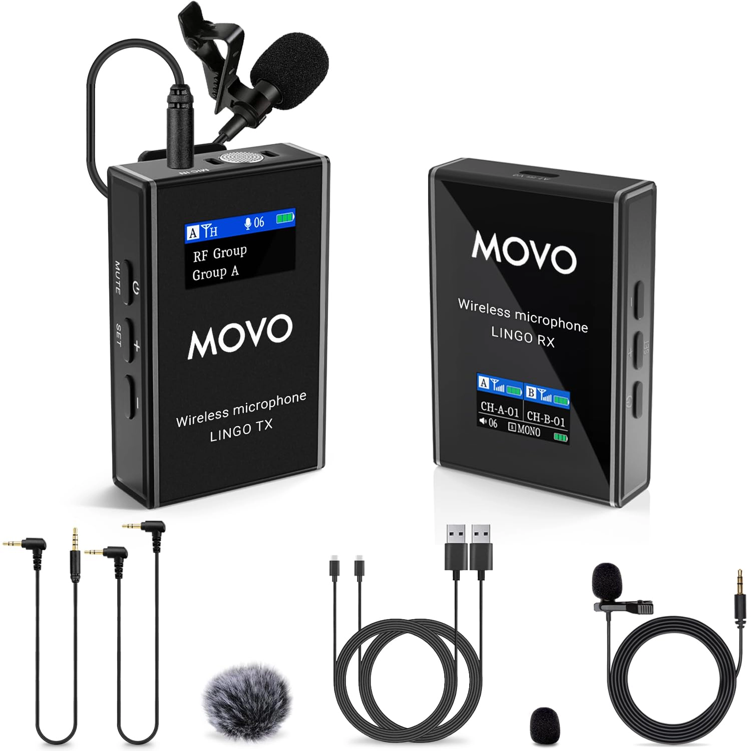 Movo Lingo 48-Channel UHF Wireless Microphone System for Camera - Wireless Camera Mic Compatible with Canon EOS, Nikon