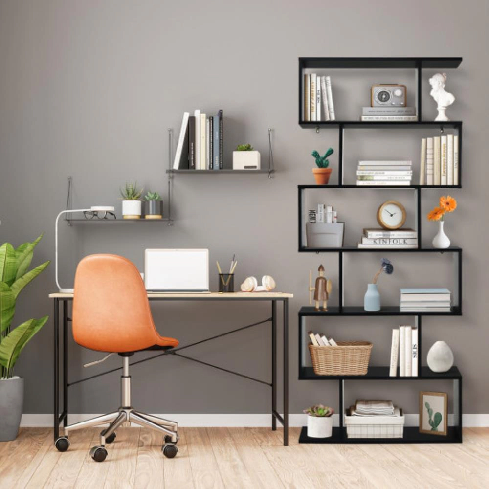 Hivvago 6 Tier S-Shaped Bookshelf Storage Display Bookcase Decor Z-Shelf