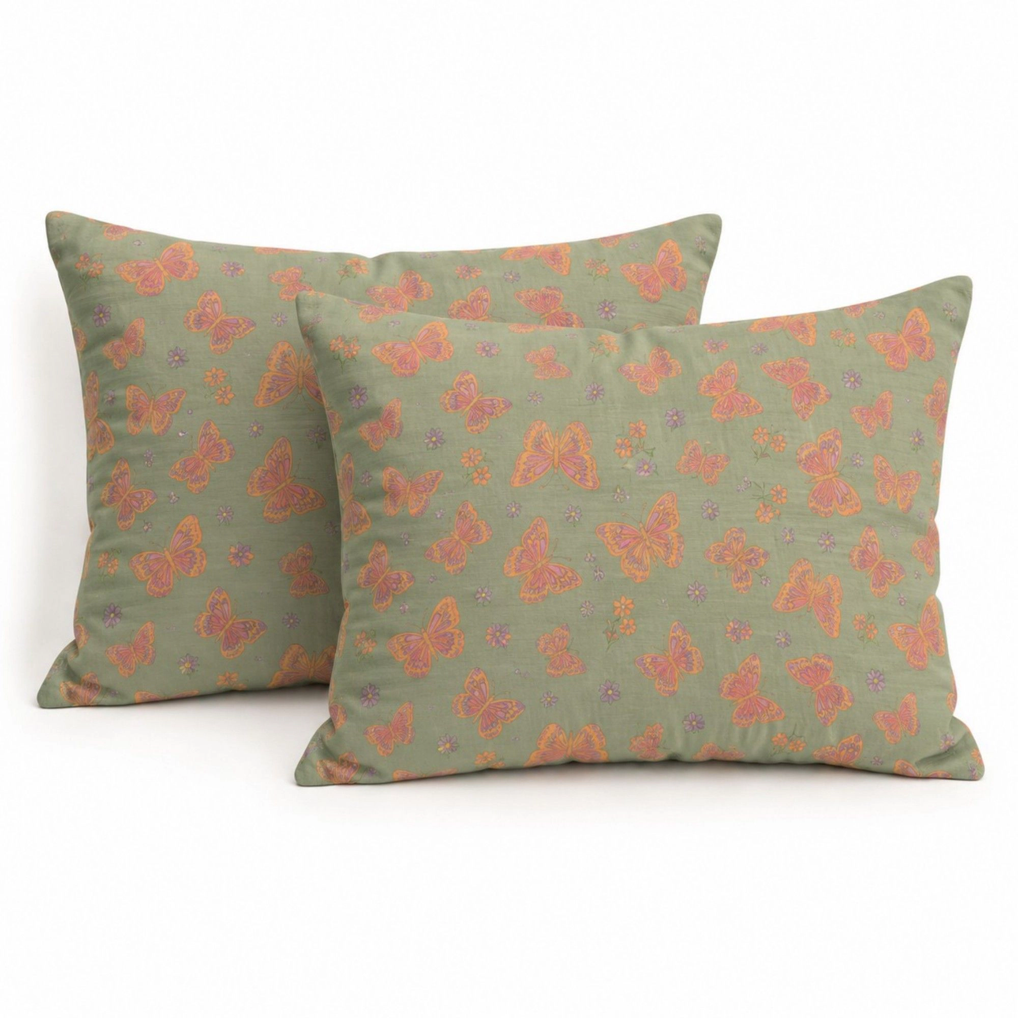 Alilang Unisex 2-Piece Cotton Pillowcases with Vibrant Butterfly Print Design for Bedroom, Soft and Comfortable Bedding