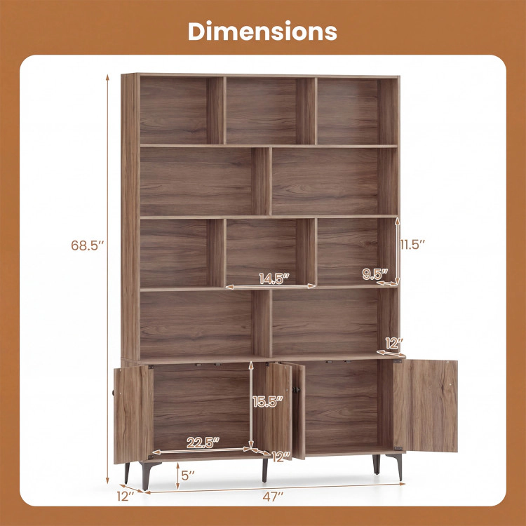 Hivvago Bookshelf with 4 Doors and 2 Anti-Tipping Kits for Home Office