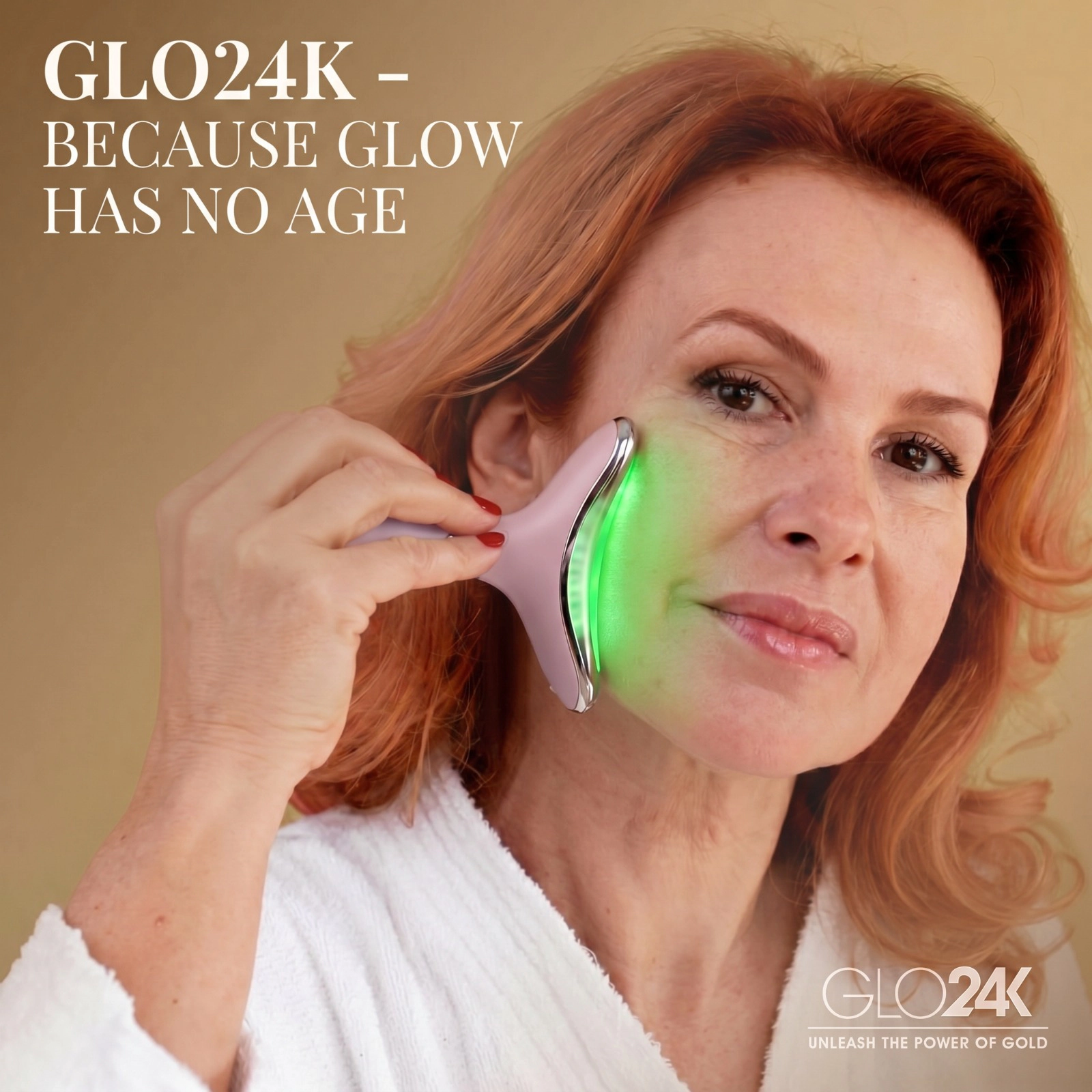 GLO24K Skin Rejuvenation Beauty Device for Face and Neck ( Limited Edition - Metallic Pink)